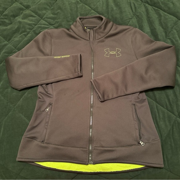 Under Armour Mens Gray Long Sleeve Insulated Jacket Full Zip Large semi-fitted - Picture 1 of 8